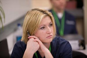 Student listening to a lecture in the classroom.